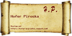 Hofer Piroska névjegykártya